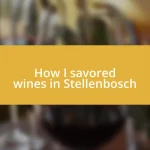 How I savored wines in Stellenbosch