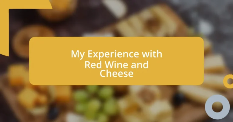 My Experience with Red Wine and Cheese