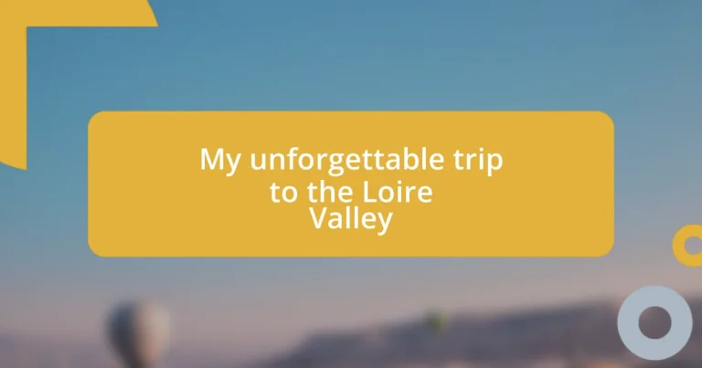 My unforgettable trip to the Loire Valley