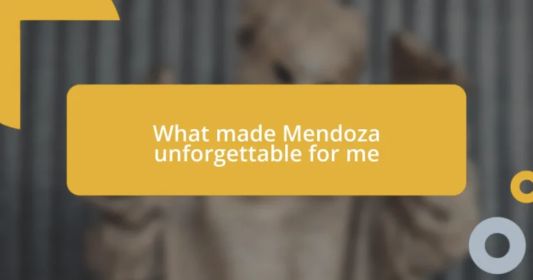 What made Mendoza unforgettable for me